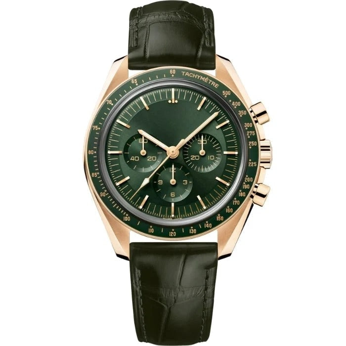 Chronograph 42mm Green Dial Leather Strap RF3OC3NOE4K
