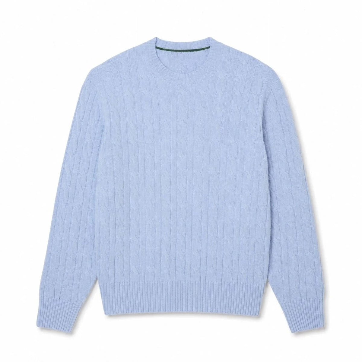 Cable Knit Sweater in Combed Wool with Crew Neck RF3OC3FY9OK