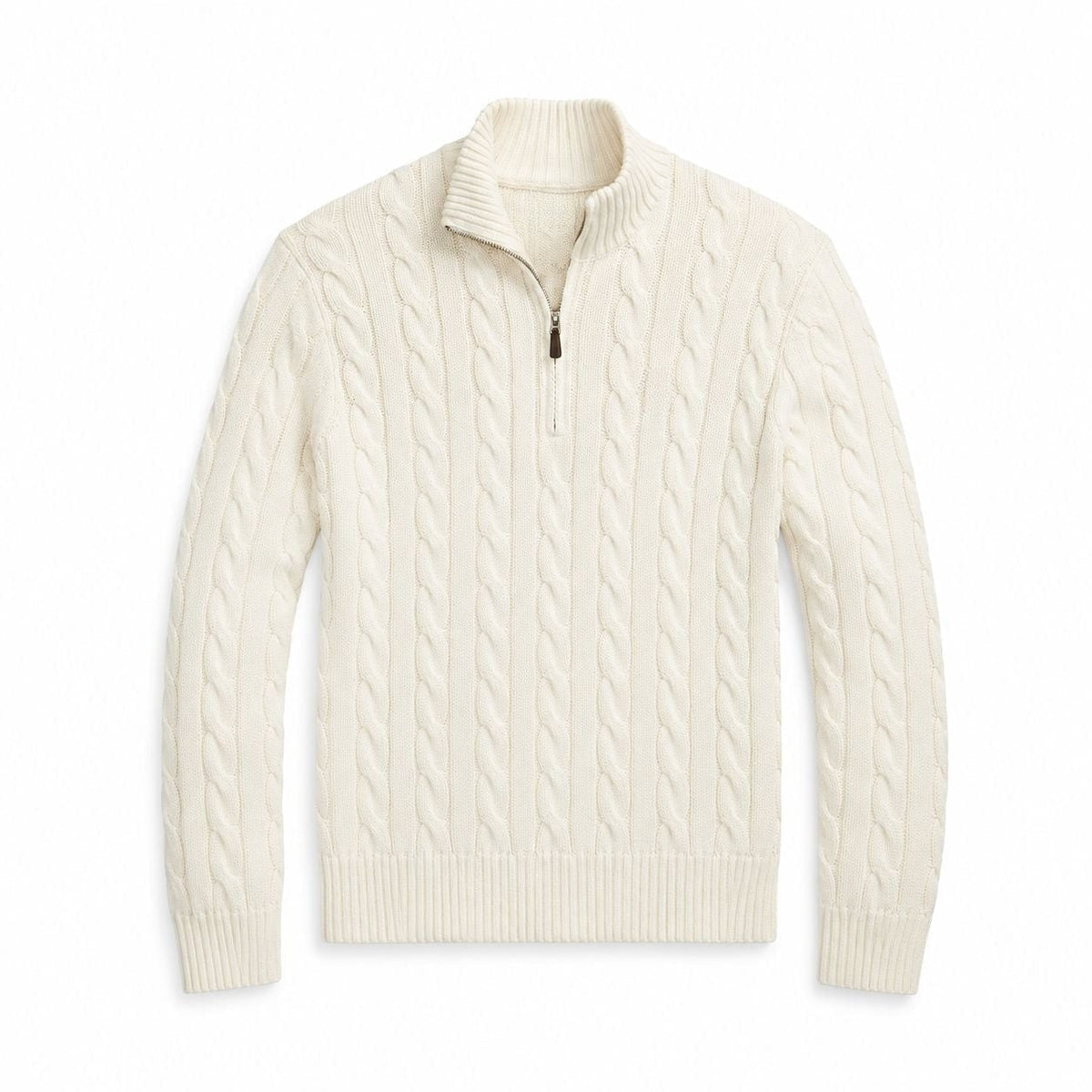Chunky Cable-Knit Cotton Quarter-Zip Sweater RF3OC3TOPL0