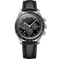 Men's Chronograph 42mm Black Dial Leather Strap RF3OC3NMZK4