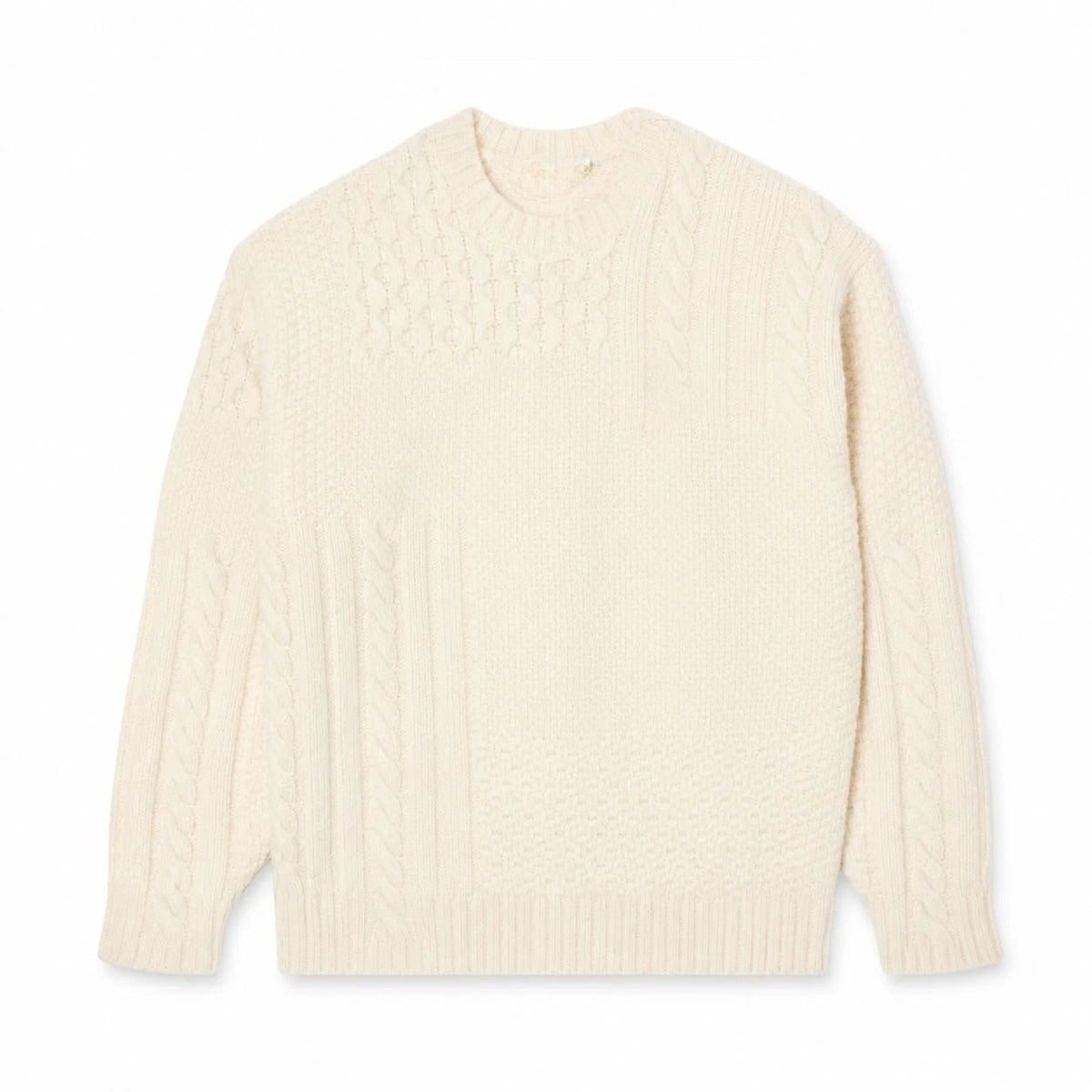 Relaxed Fit Patchwork-Effect Wool Pullover RF3OC3DWIV8