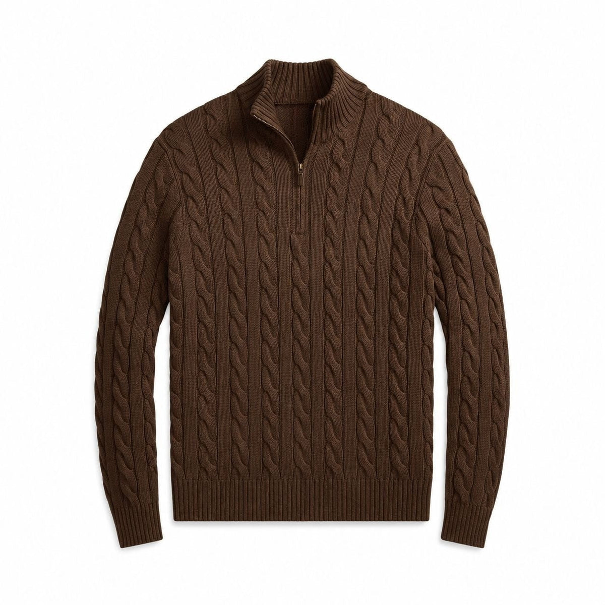 Chunky Cable-Knit Cotton Quarter-Zip Sweater RF3OC3TOPL0
