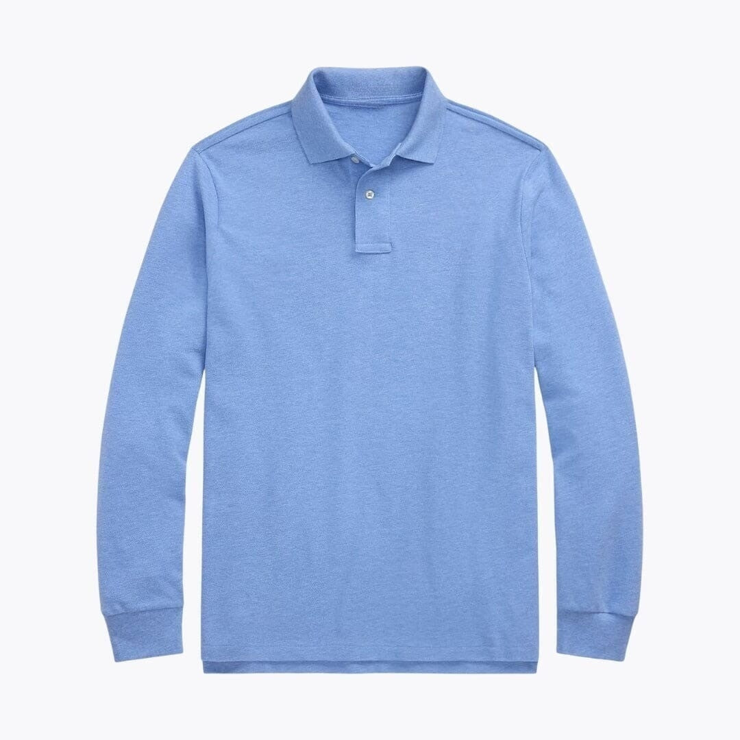 Long-Sleeve Mesh Cotton Polo Shirt RF3OC3WOVB8