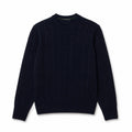 Cable Knit Sweater in Combed Wool with Crew Neck RF3OC3FY9OK